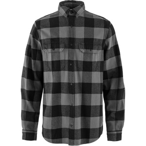 image:imageFjallraven Ovik Heavy Flannel Mens Long Sleeve Shirt Organic Cotton  Relaxed FitBlackGrey