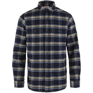 image:imageFjallraven Ovik Heavy Flannel Mens Long Sleeve Shirt Organic Cotton  Relaxed FitDark NavyBuckwheat Brown