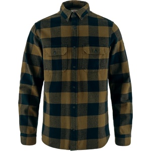 image:imageFjallraven Ovik Heavy Flannel Mens Long Sleeve Shirt Organic Cotton  Relaxed FitWood BrownDark Navy