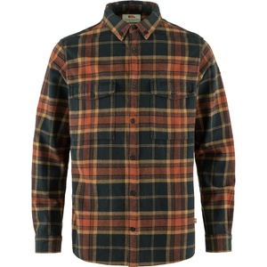 image:imageFjallraven Ovik Twill Mens Long Sleeve Shirt Organic Cotton  Relaxed FitAutumn LeafDark Navy
