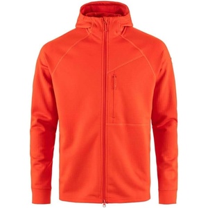 image:imageFjllrven Abisko Grid Fleece Hoodie Mens Jacket  Lightweight Breathable Stretch Grid Midlayer for Hiking Trekking OutdoorFlame Orange