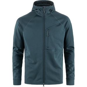 image:imageFjllrven Abisko Grid Fleece Hoodie Mens Jacket  Lightweight Breathable Stretch Grid Midlayer for Hiking Trekking OutdoorMountain Blue
