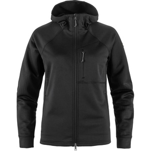 image:imageFjllrven Abisko Grid Fleece Hoodie Womens Jacket  Lightweight Breathable Stretch Grid Midlayer for Hiking TrekkingBlack