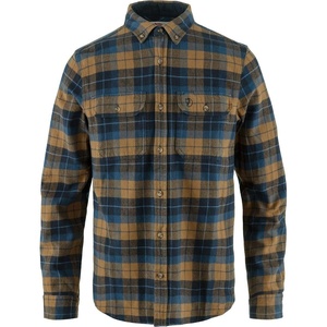 image:imageFjllrven Singi Heavy Flannel Shirt Mens Shirt  Warm Durable Button Up for Outdoor Everyday WearDark NavyBuckwheat Brown